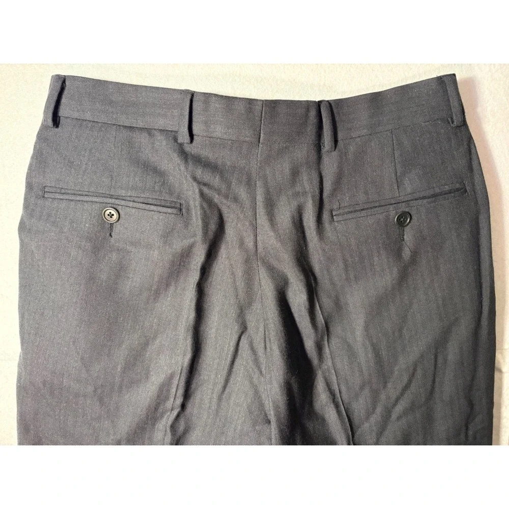 Brooks Brothers 346 Men Wool Stretch Dress Pants 32x29 Gray Herringbone Straight